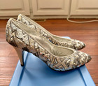 Caparros Silver Sequin Beaded Heels Womens 7 5 Pointed Toe Formal Evening Shoes
