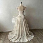 Vintage Ivory Lace Ball Gown Princess Style Wedding Dress Ruffled Skirt-