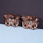 Pair Of 3  French Antique Highly Carved Trim brackets corbels Solid Oak Wood
