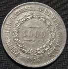 1858 Brazil 1000 Reis Silver Coin