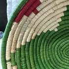 Vintage African Tribal Hand Woven Coiled Basket Green  Beige  Red 12 5   x5    Deep