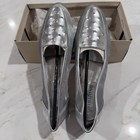 Vintage 1980 s Silver Mesh Rhinestone Flats Slip Ons Size9 Sparkle Nib