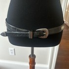 Euc Black Leather Belt With Silver Buckle Vintage Western Style