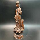 Chinese Wood Buddha Statue Wooden Quan Kwan Yin Statue Carvings Decor Art