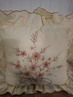 Set Of Three Vintage Throw Pillows Embroidered Floral 10x10 Ruffles Cottagecore