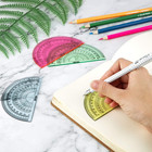 24 Pack Plastic Protractors Math Protractor 180 Degrees 4 Inch  red Green Yellow