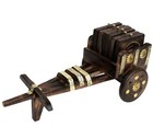 Wooden Miniature Bullock Cart Bagghi Tea Coffee Drink Coaster Brass Inlaid