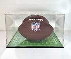 Acrylic Football Display Case With Back Mirror   Green Field Base
