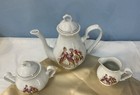 Vtg Child s Tea Set 8    Teapot 6 Teacups   Saucers Creamer   Sugar Bowl Colonial