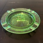 Hazel Atlas 4   rest Ashtray W matchbook Holder 5 8  Uranium Depression Glass Glow