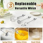 Milk Frother Wand For Coffee  Rechargeable Electric Whisk With 3 Heads