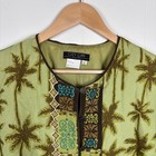Vintage Nancy Bolen City Girl Women Large 100  Silk Green Jacket Palm Print