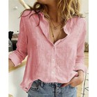 Blouse Ladies Casual Cotton Womens Tops Baggy T-shirt Sleeve Linen Plain Long