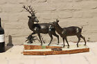 Huge Xxl Art Deco 1930 Deer Couple  Marble Spelter Bronze Statue Sculpture