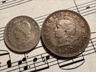 Argentina 10   20 Centavos 1882 1883 Km1 2 Ag 900 High Grade Nice   Scarce Pair 