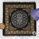 New Kabbalah Tree Of Life Altar Cloth 18  Gold And Black Metallic Fringed Cotton