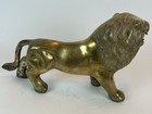 Vintage Solid Brass Lion Figurine 15    Long 4 9 Lb Roaring Mid-century Decor