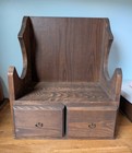 Vintage Wood Rustic Table Top Cookbook Stand With Recipe Drawers