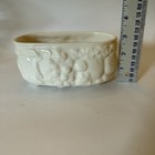 Vintage Planter  Cream Colored With Grape Design  Oval Shaped 6 X 3 Inches 