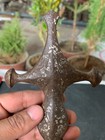 1800 s Antique Old Hand Forged Solid Iron Mughal Sword Dagger Handle Hilt Rare