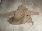 Men s Tan Hooded Military Fleece Parka Jacket  Size L  Zip Closure  Pockets