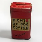 Vintage Eight O   clock Coffee Red Bank Tin Metal 1950 s -1960 s