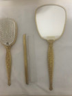 Vintage Matson 3 Piece Gold Plated Vanity Set Mirror Brush Comb Great Cond Usa