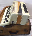 Vintage Stanelli Accordion Mother Of Pearl Ivory W  Hard Case Made In Italy
