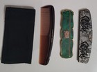 Vintage Faux Tortoiseshell Comb And Embossed Silver Plate Case Ornate Vanity 