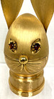 Vintage Napier Brushed Gold Tone Rabbit Bunny Musical Figural Coin Bank 8 3 4 