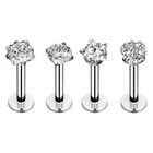 4-40pcs Cz Gems Labret Monroe Lip Rings Helix Tragus Earring Studs 16g Piercing