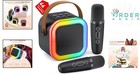 Kids Adults Portable Bluetooth Karaoke Machine 2 Mic Speakers Light Fun Party
