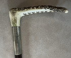 Antique vintage Horse Riding Crop Stag Horn And Silver Handle