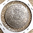 1908 E Germany Silver Coin 5 Mark Funf Mark Friedrich August Konig V  Sachsen