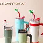 6pcs Christmas Silicone Straw Cover  10mm Xmas Drinking Straw Cap Topper Accesso