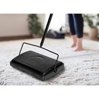 Commercial 11 In  Cordless Manual Triple Brush Floor And Carpet Sweeper In Black