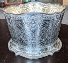 19th Century E g Webster   Son Silver Plate Repousse Planter Bowl Vase Gilt Wash