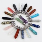 20pcs Mixed Natural Stone Gems Hexagonal Pointed Pendants Healing Crystal Quartz
