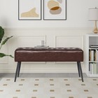 Chic Upholstered Bench Faux Leather Button Tufted Entryway Seating Metal Legs Us