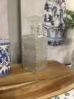 Vintage Diamond Pattern Glass Liquor Bottle Decanter With Stopper  r46 
