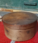 Antique New England Primitive Round Pantry Box W  Original Old Dark Surface