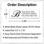 400 Return Address Labels Personalized Printed 1 2   X 1 3 4   Monogrammed