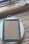  vintage  Green Enameled Wood   Gold Trim 8x10 Freestanding Photo Frame 1980