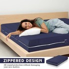 Zippered Mattress Fitted Protector Deep Mattress Queen 12-16in Navy Blue