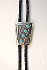 Vintage Hopi  attributed  Sterling Overlay Sleeping Beauty Bola Tie 18 