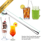 Glamfields 12-inch Long Handle Mixing Spoons  Iced Teaspoons  12 Inch  Silver
