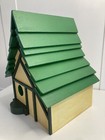 Handmade Wooden Birdhouse Garden Decor Bird Wood House Green Yellow 10x8 Tudor
