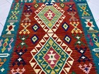 4x6 Ft Geometric Afghan Modern Rug Turkmen Multicolor Chobi Wool Veg Dyes Kilim