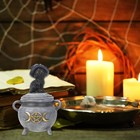 Black Cat With Witch Hat Sitting On Cauldron Box  Polyresin Jewelry Or Coin