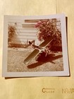 Vintage 1950 Photo Snapshot Young Boy With Control Line Model Airplanes  